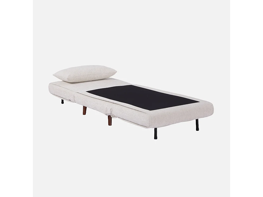 Chauffeuse convertible tissu chenille piètement bois 1 place blanc - Guest