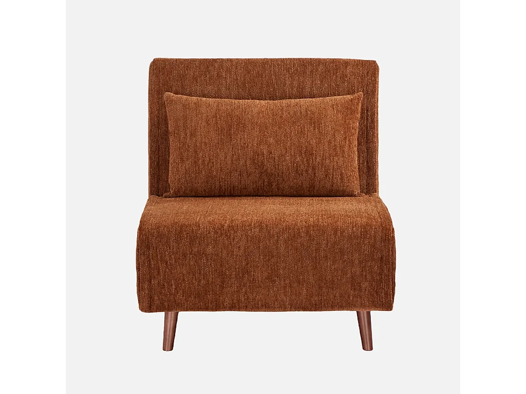 Chauffeuse convertible tissu chenille piètement bois 1 place terracotta - Guest