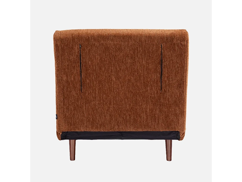 Chauffeuse convertible tissu chenille piètement bois 1 place terracotta - Guest