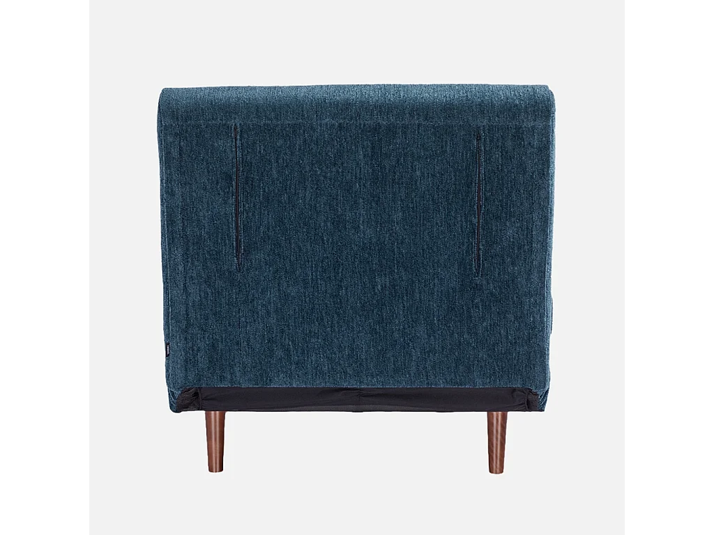 Chauffeuse convertible tissu chenille piètement bois 1 place bleu - Guest