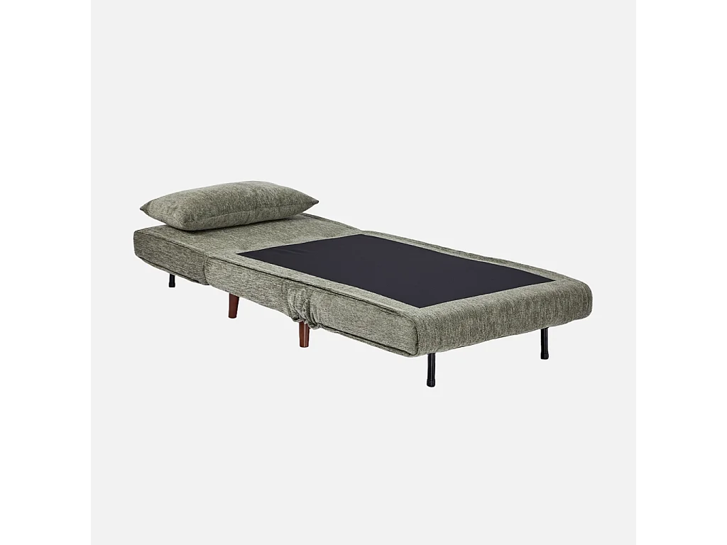 Chauffeuse convertible tissu chenille piètement bois 1 place vert - Guest