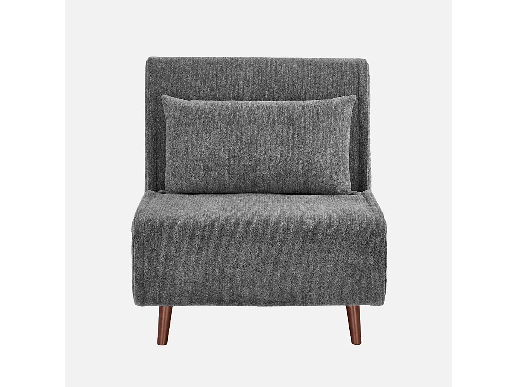 Chauffeuse convertible tissu chenille piètement bois 1 place gris - Guest