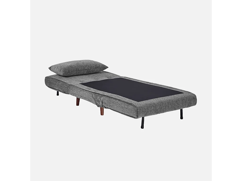 Chauffeuse convertible tissu chenille piètement bois 1 place gris - Guest