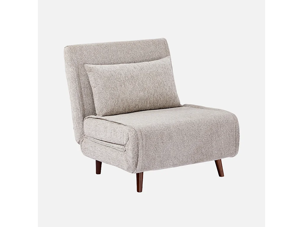 Chauffeuse convertible tissu chenille piètement bois 1 place beige - Guest
