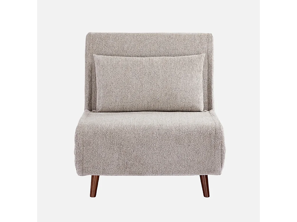 Chauffeuse convertible tissu chenille piètement bois 1 place beige - Guest