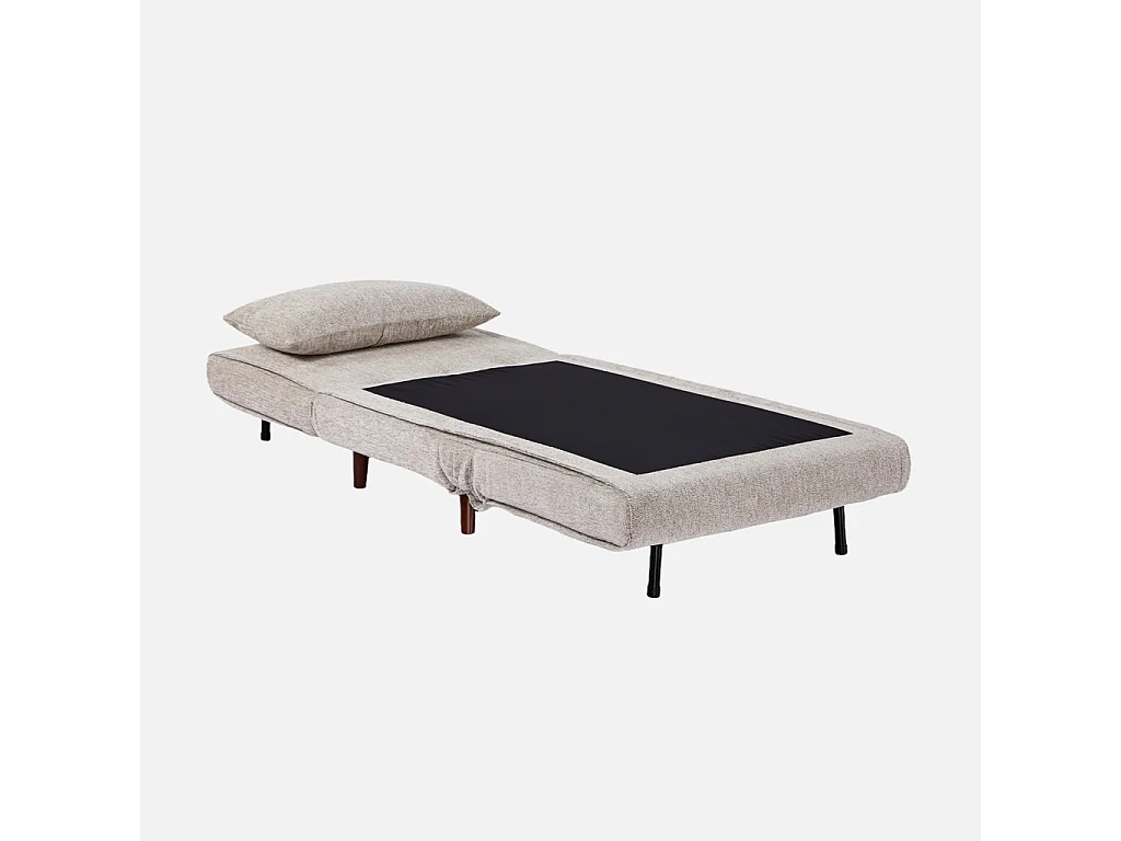 Chauffeuse convertible tissu chenille piètement bois 1 place beige - Guest