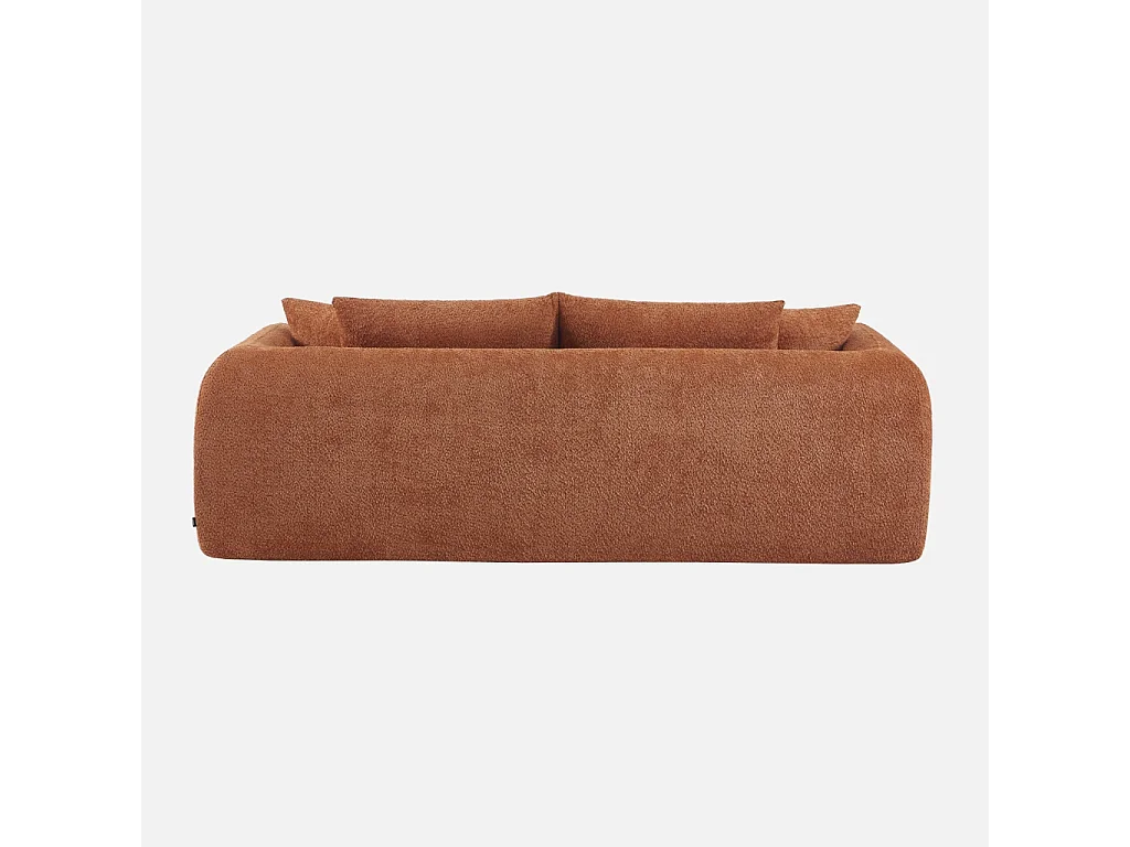 Canapé convertible 3 places en bouclette texturée terracotta L 243 x P 112 x H 66 cm - Sweeetch