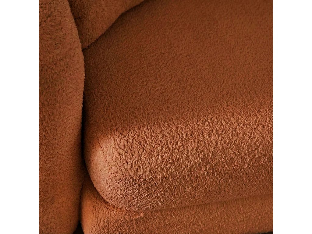 Canapé convertible 3 places en bouclette texturée terracotta L 243 x P 112 x H 66 cm - Sweeetch