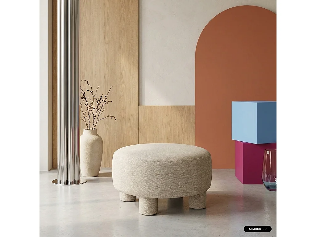 Pouf. repose-pieds pour canapé Zenio tissu beige - Zenio