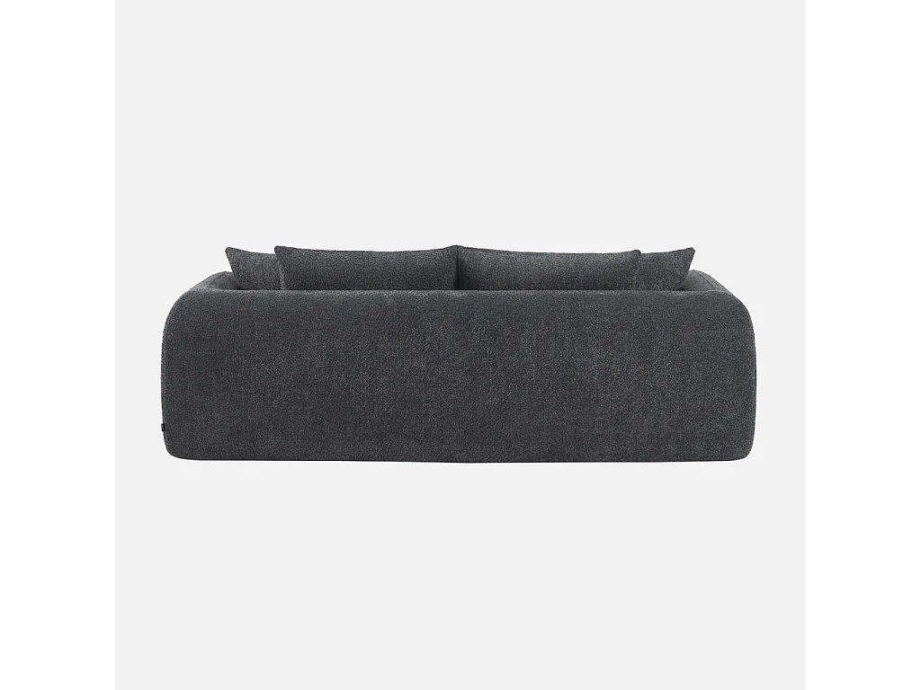 Canapé convertible 3 places en bouclette texturée gris foncé L 243 x P 112 x H 66 cm - Sweeetch