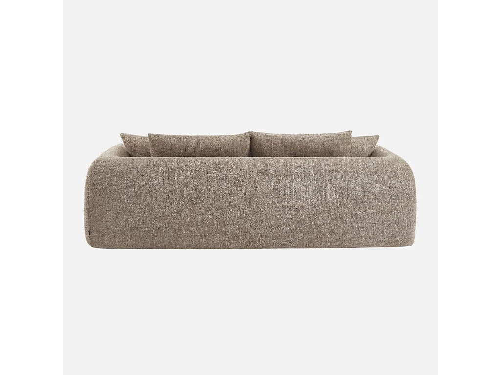 Canapé convertible 3 places en bouclette texturée taupe L 243 x P 112 x H 66 cm - Sweeetch