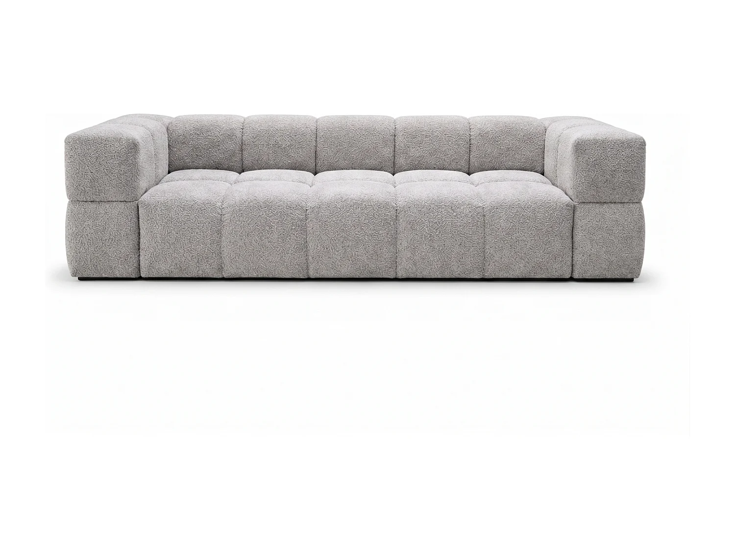 Canapé bubble VALLEY 3 places convertible – gris tissu bouclé luxueux, design moderne, confort maximal