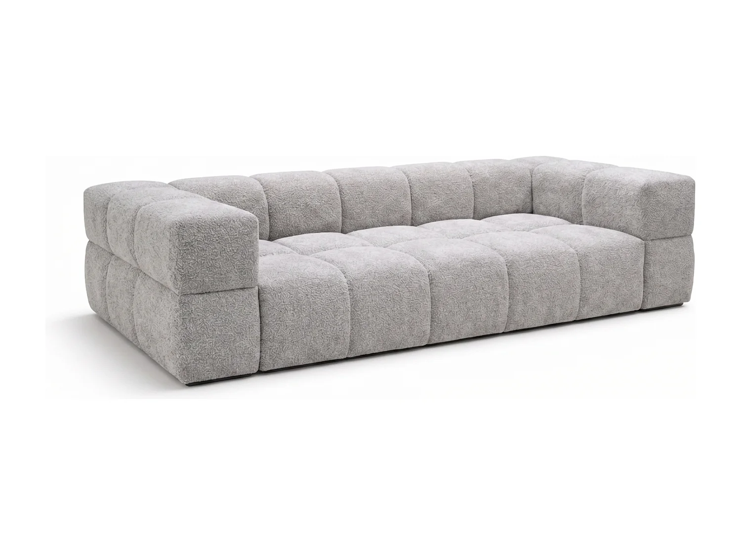 Canapé bubble VALLEY 3 places convertible – gris tissu bouclé luxueux, design moderne, confort maximal
