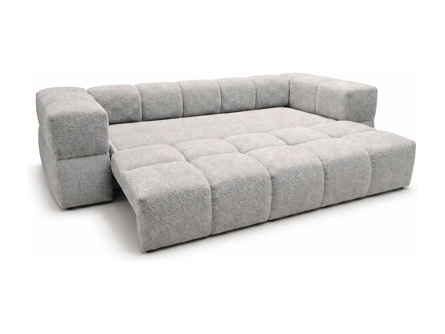 Canapé bubble VALLEY 3 places convertible – gris tissu bouclé luxueux, design moderne, confort maximal