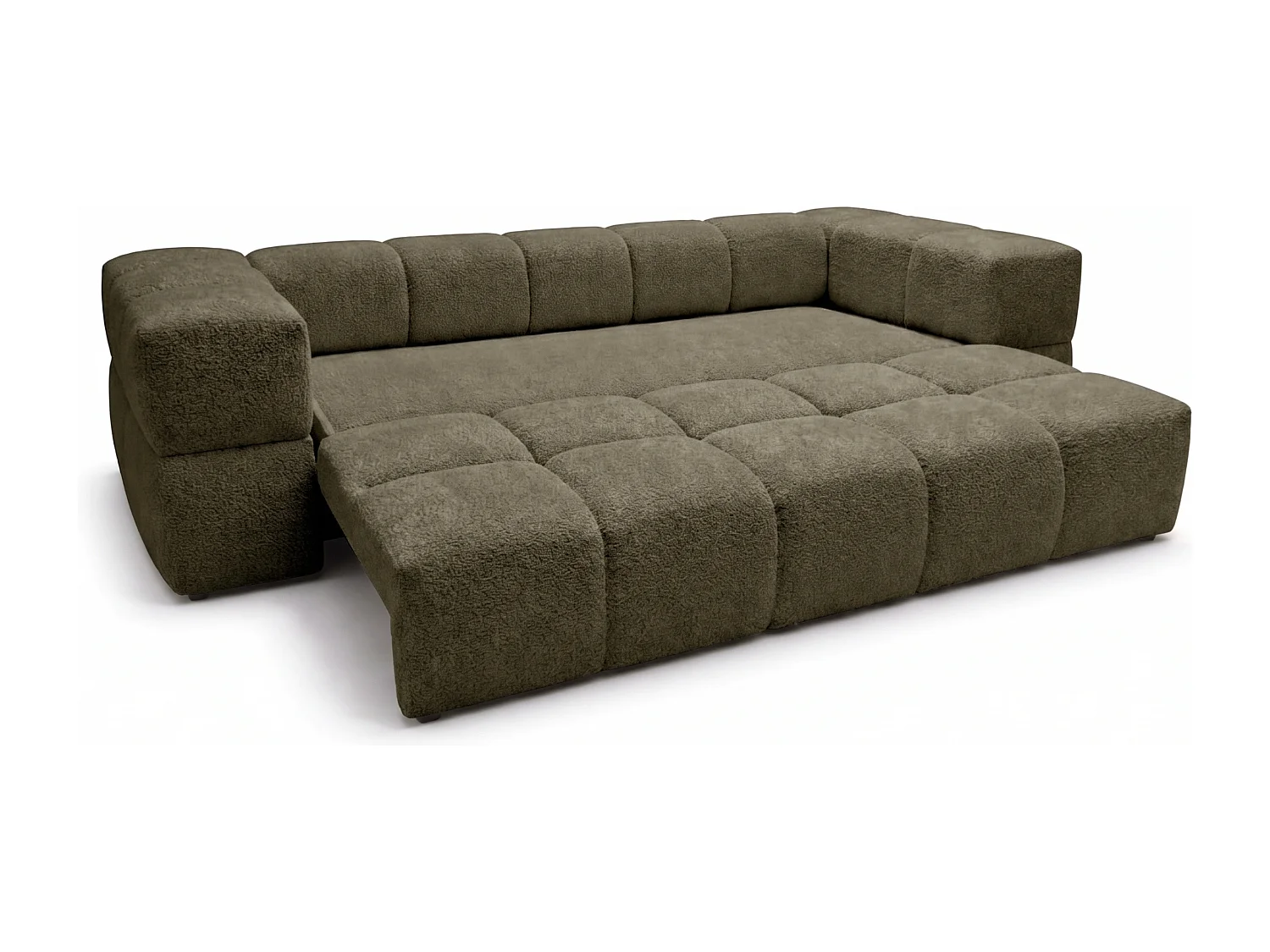 Canapé bubble VALLEY 3 places convertible – vert bouteille tissu bouclé luxueux, design moderne, confort maximal