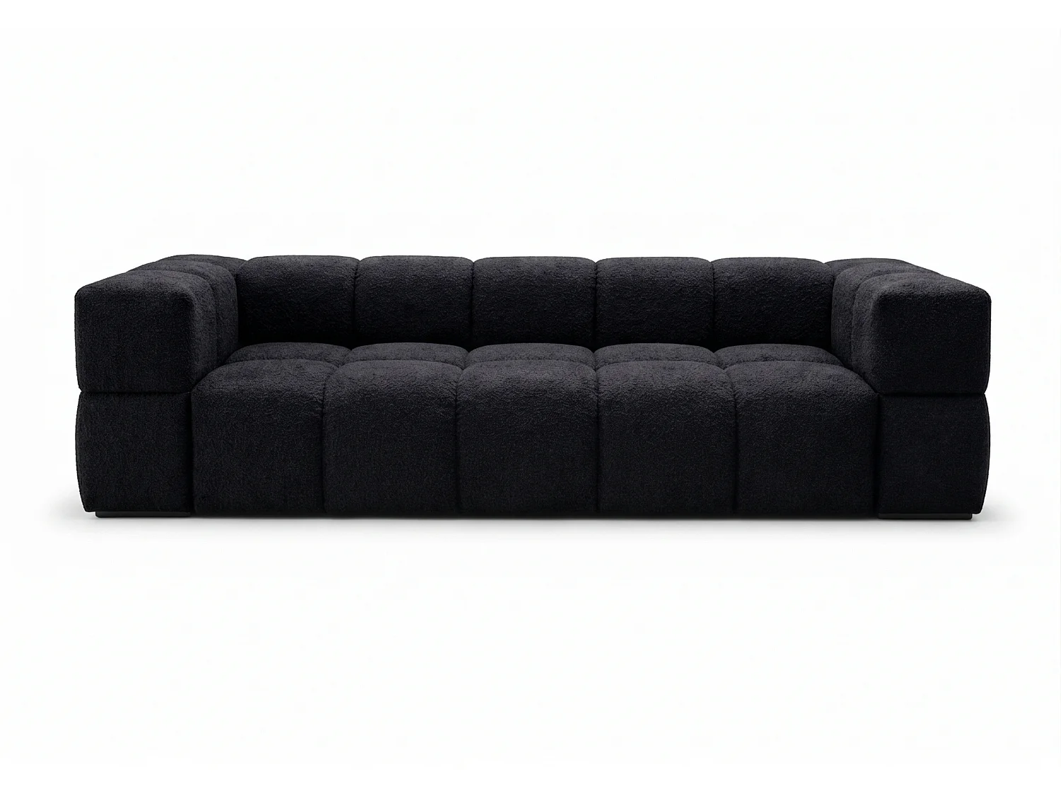 Canapé bubble VALLEY 3 places convertible – noir tissu bouclé luxueux, design moderne, confort maximal