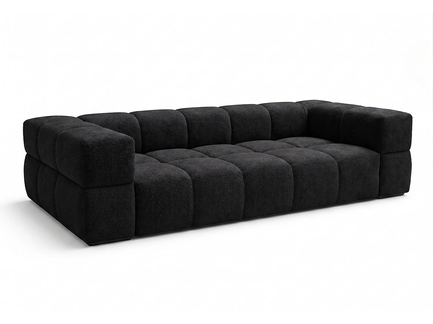 Canapé bubble VALLEY 3 places convertible – noir tissu bouclé luxueux, design moderne, confort maximal