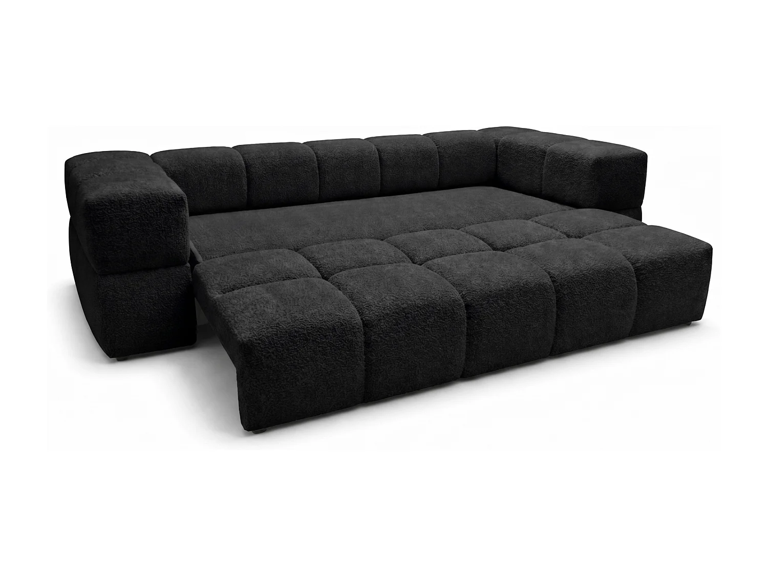 Canapé bubble VALLEY 3 places convertible – noir tissu bouclé luxueux, design moderne, confort maximal