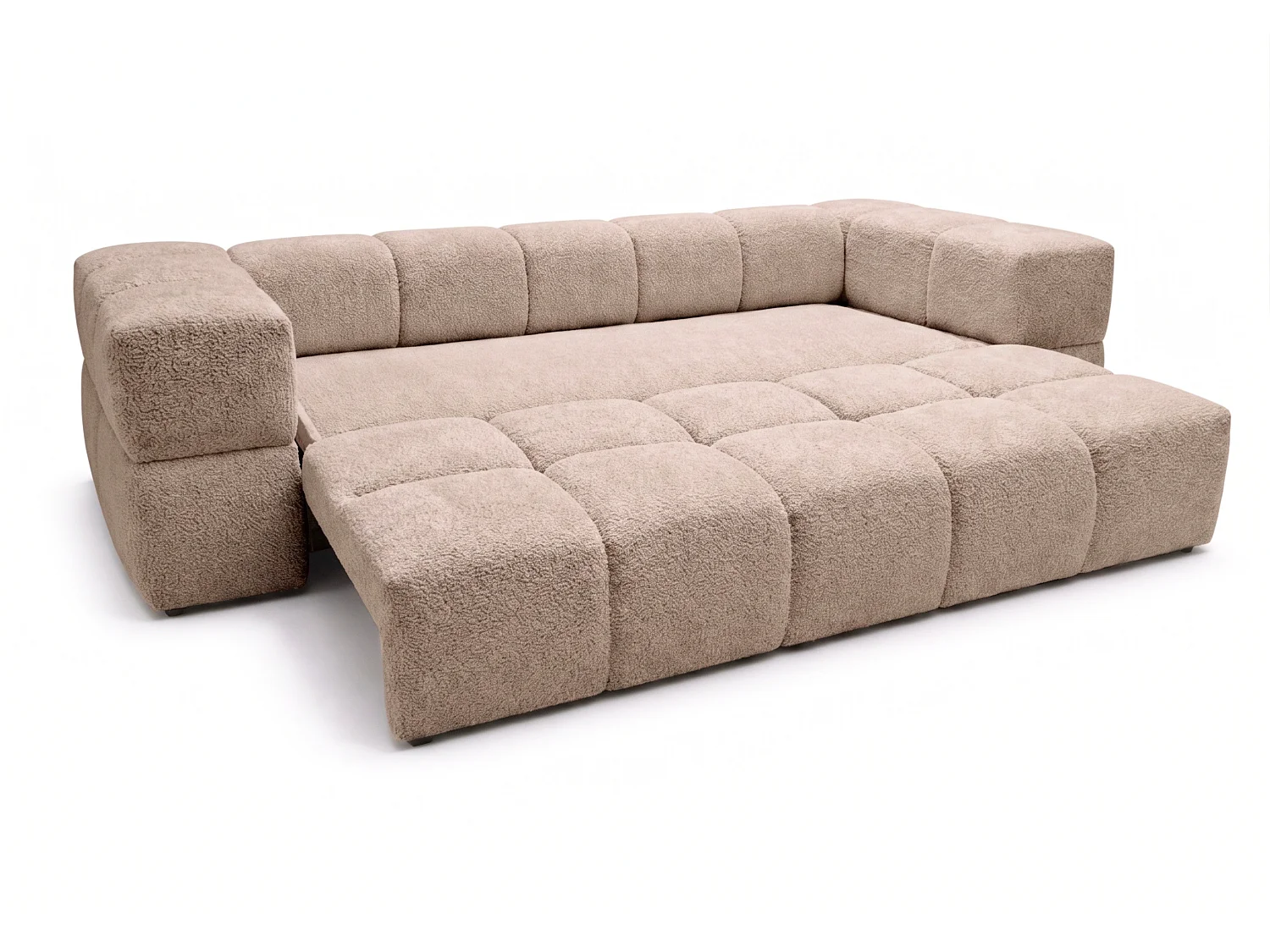 Canapé bubble VALLEY 3 places convertible – beige tissu bouclé luxueux, design moderne, confort maximal