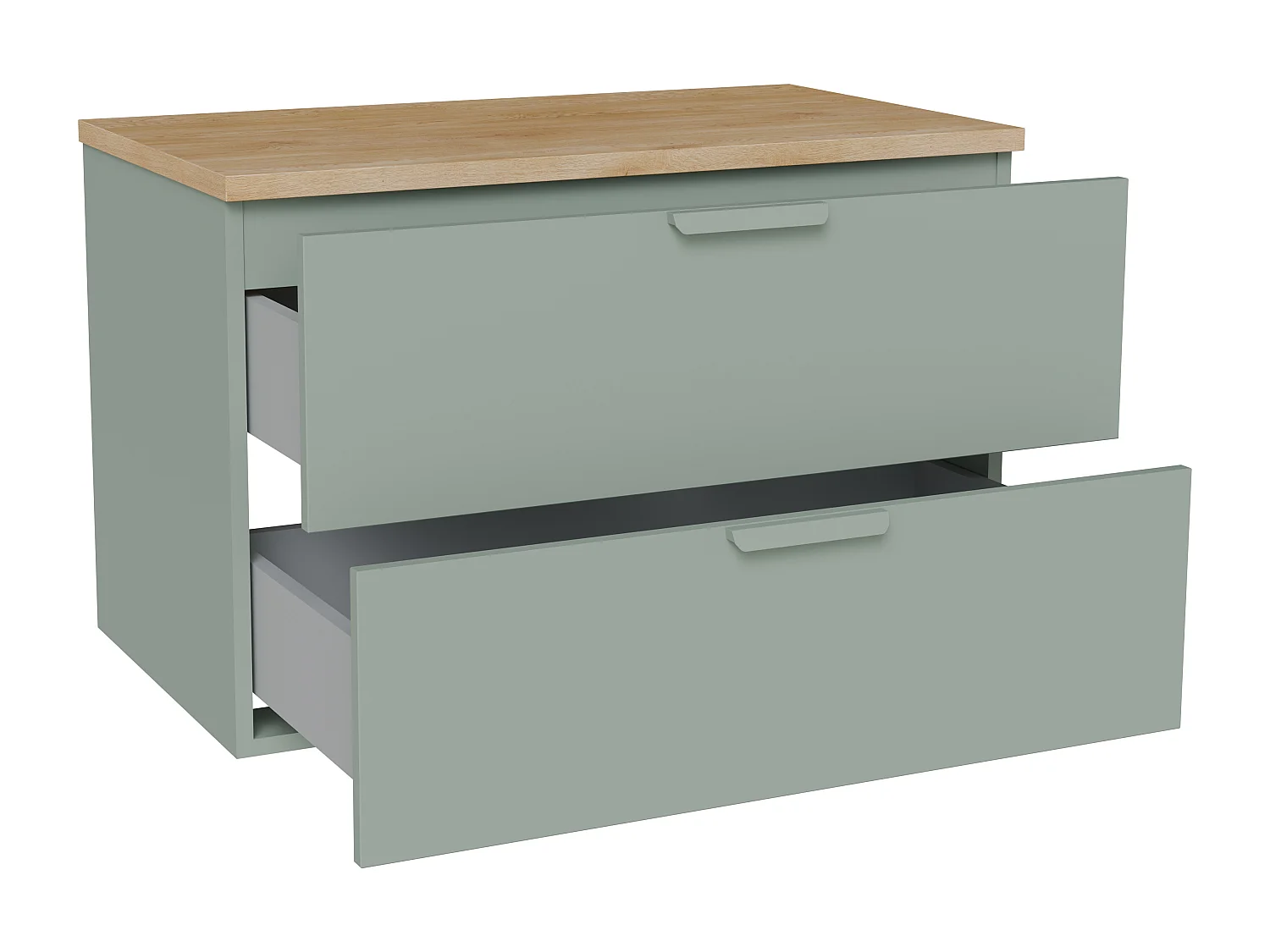 Meuble sous vasque suspendu avec planche – Vert sauge – L80 cm – AVORELI