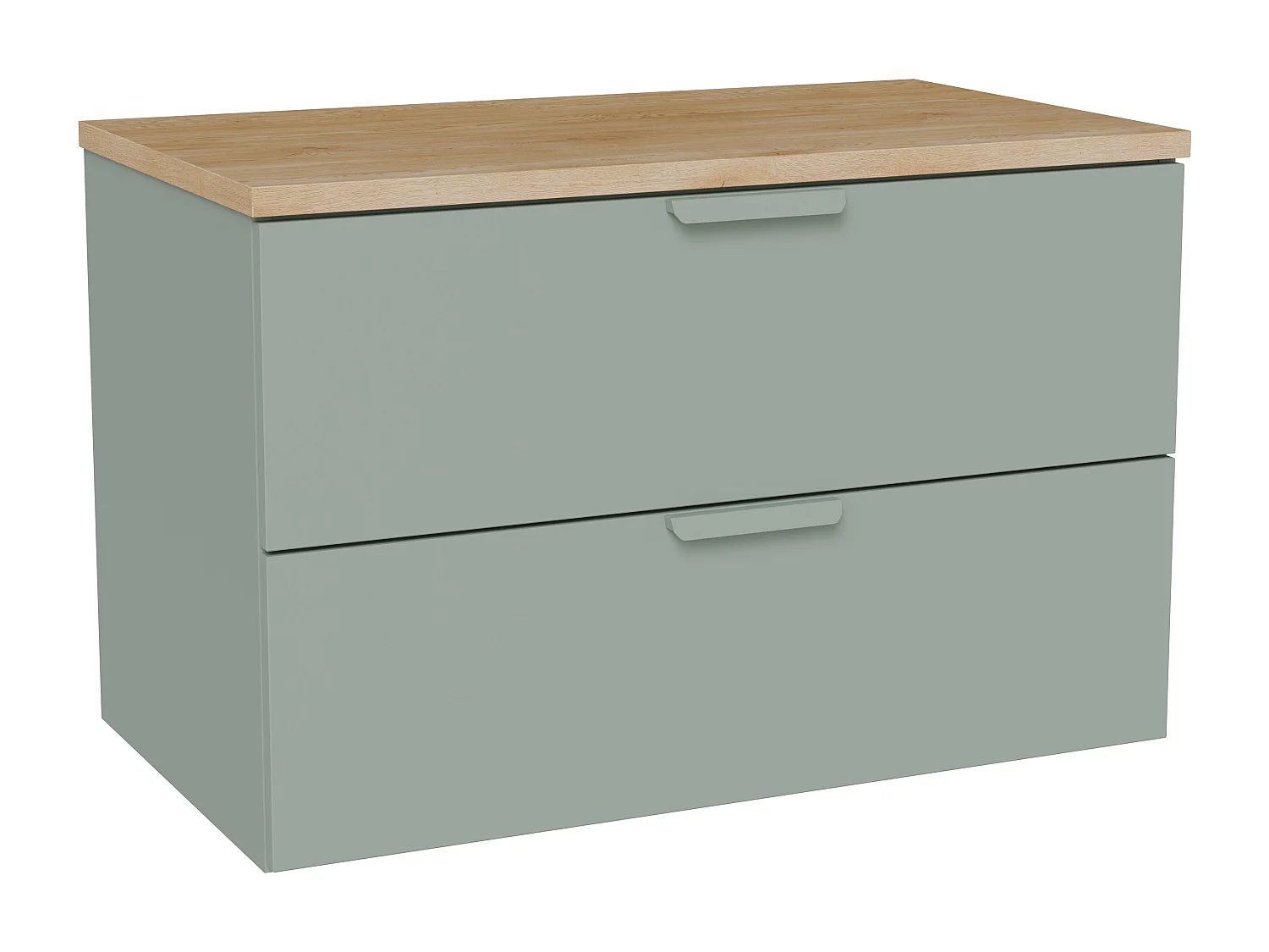 Meuble sous vasque suspendu avec planche – Vert sauge – L80 cm – AVORELI