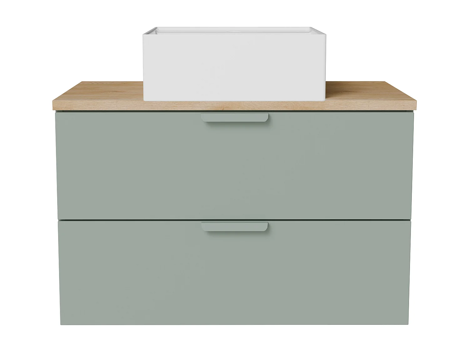 Meuble de salle de bain suspendu avec vasque à poser carrée – Vert sauge – L80 cm – AVORELI