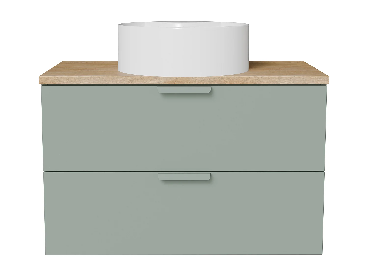 Meuble de salle de bain suspendu avec vasque à poser ronde – Vert sauge – L80 cm – AVORELI