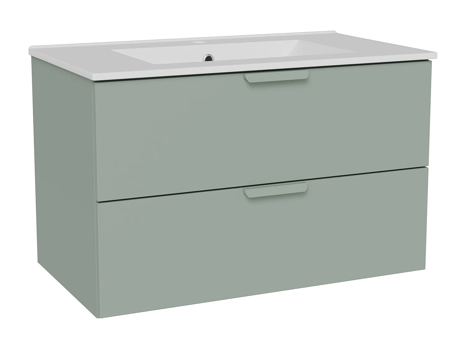 Meuble de salle de bain suspendu avec vasque à encastrer – Vert sauge – L80 cm – AVORELI