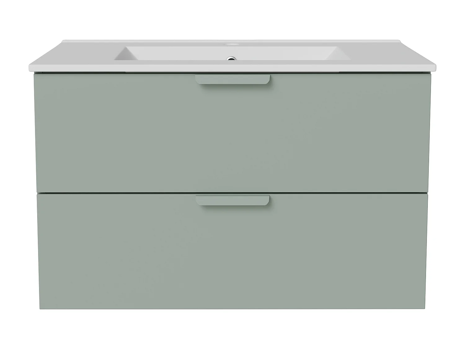Meuble de salle de bain suspendu avec vasque à encastrer – Vert sauge – L80 cm – AVORELI