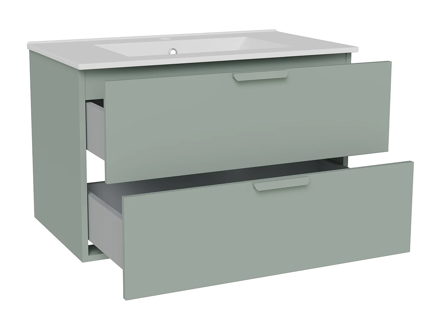Meuble de salle de bain suspendu avec vasque à encastrer – Vert sauge – L80 cm – AVORELI