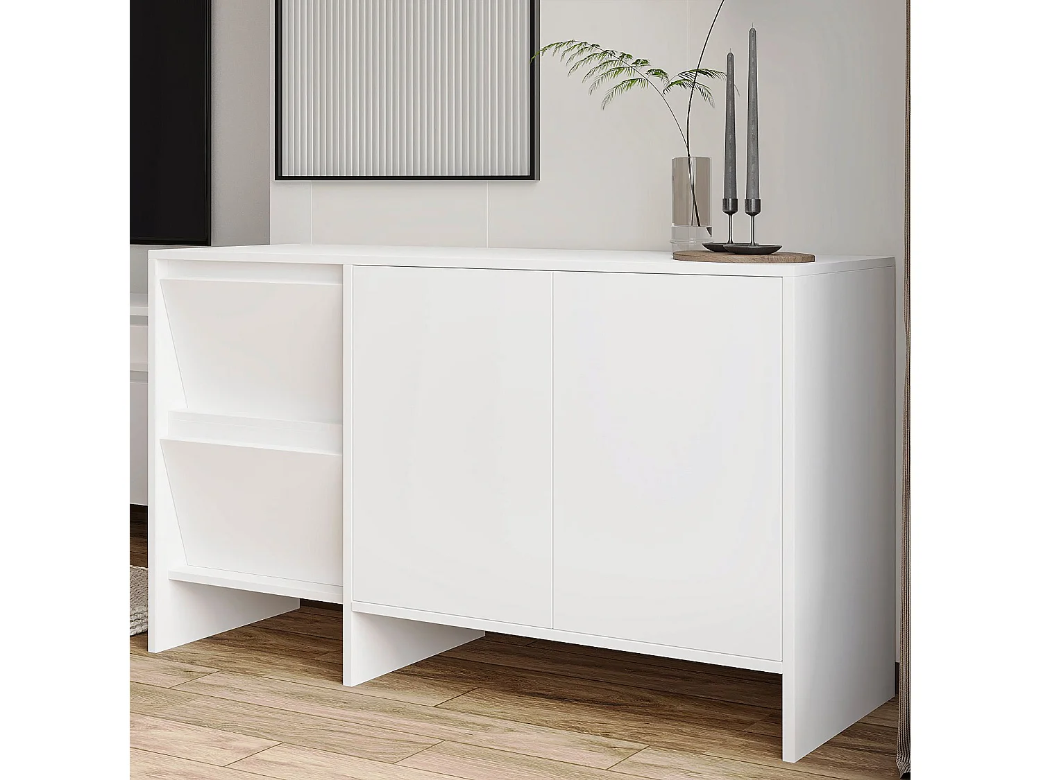 Buffet en bois "Laris 130" - 130 x 44 x 82 cm - Blanc