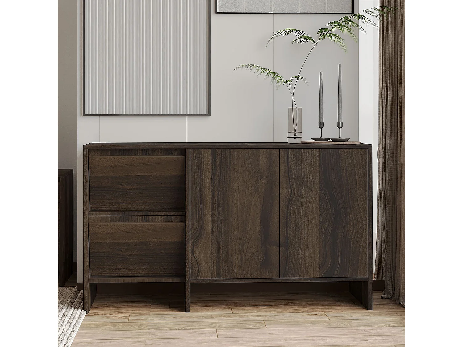Buffet en bois "Laris 130" - 130 x 44 x 82 cm - Marron