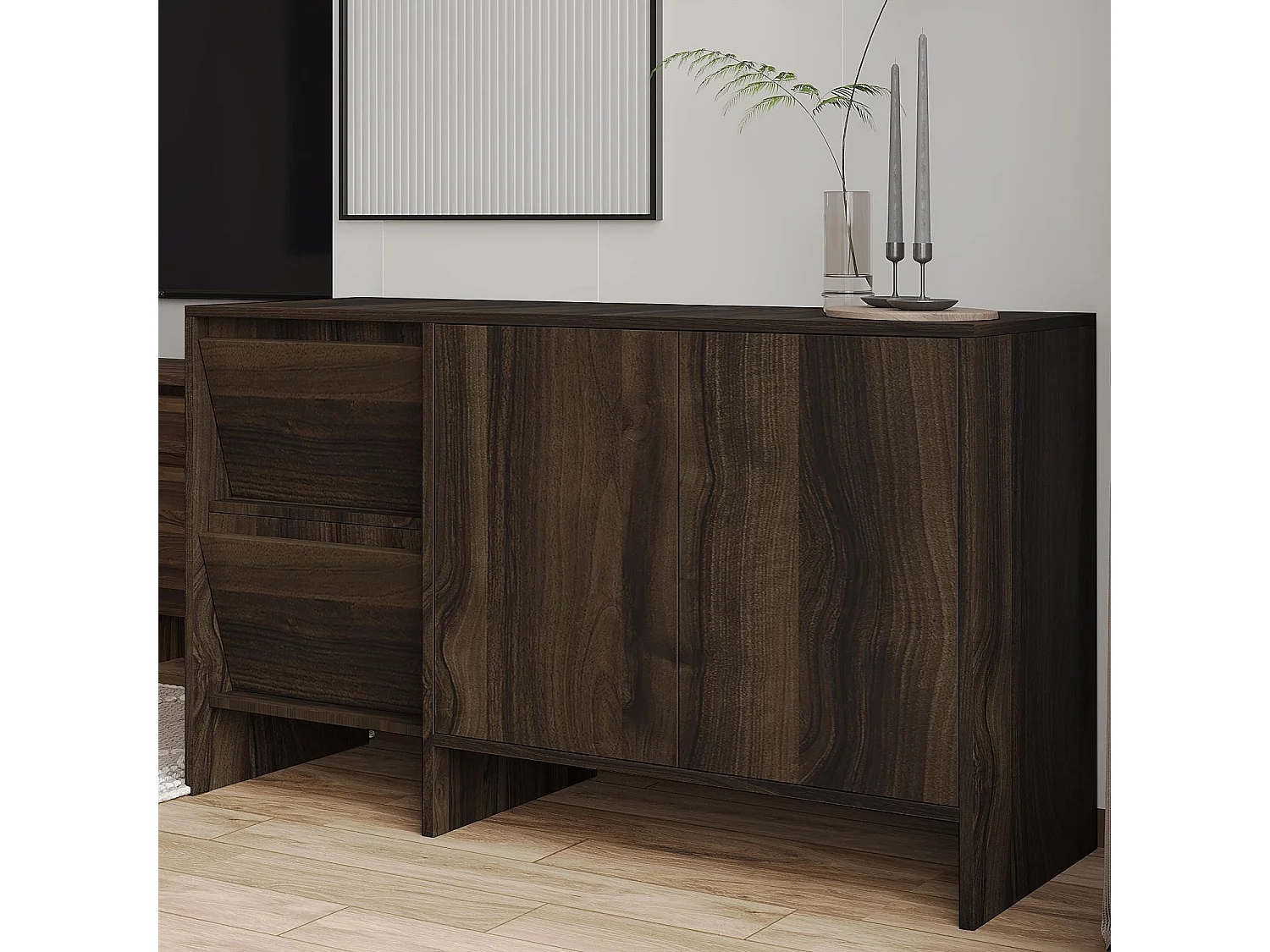 Buffet en bois "Laris 130" - 130 x 44 x 82 cm - Marron