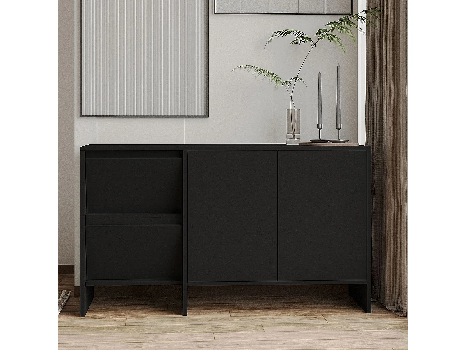 Buffet en bois "Laris 130" - 130 x 44 x 82 cm - Noir