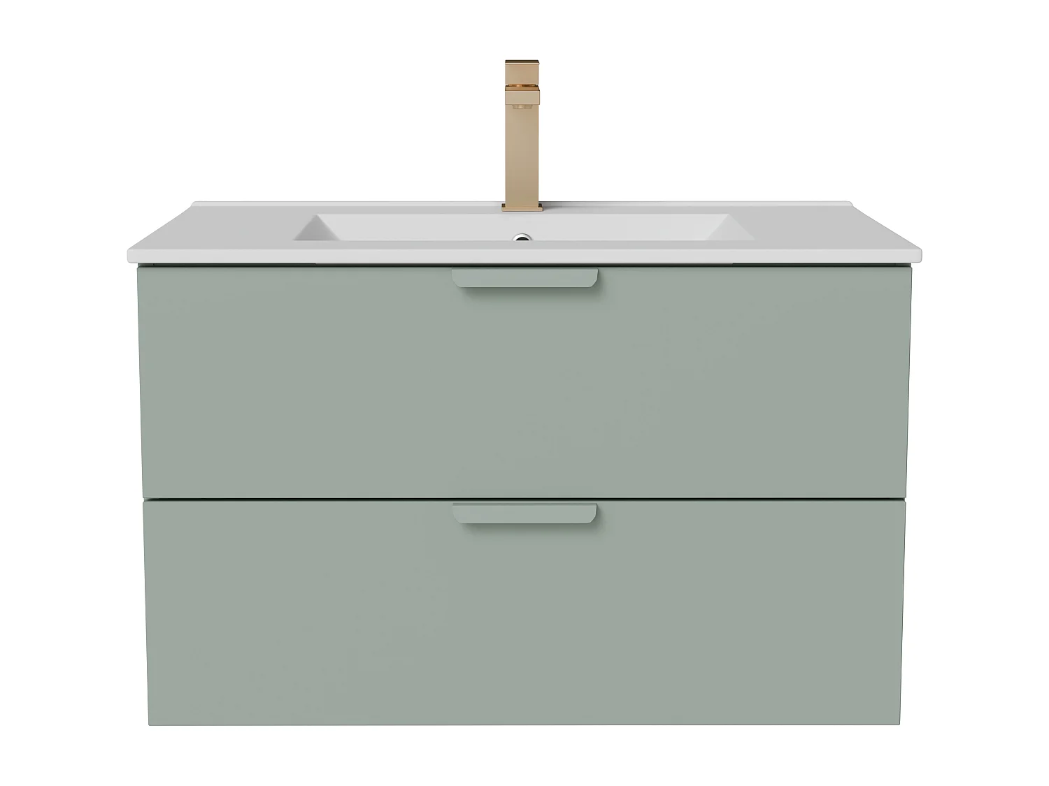 Meuble de salle de bain suspendu avec vasque à encastrer et robinet – Vert sauge – L80 cm – AVORELI