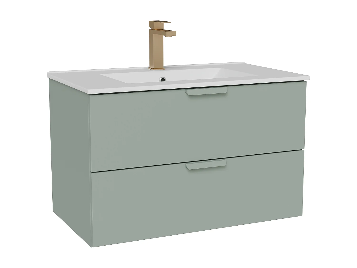Meuble de salle de bain suspendu avec vasque à encastrer et robinet – Vert sauge – L80 cm – AVORELI