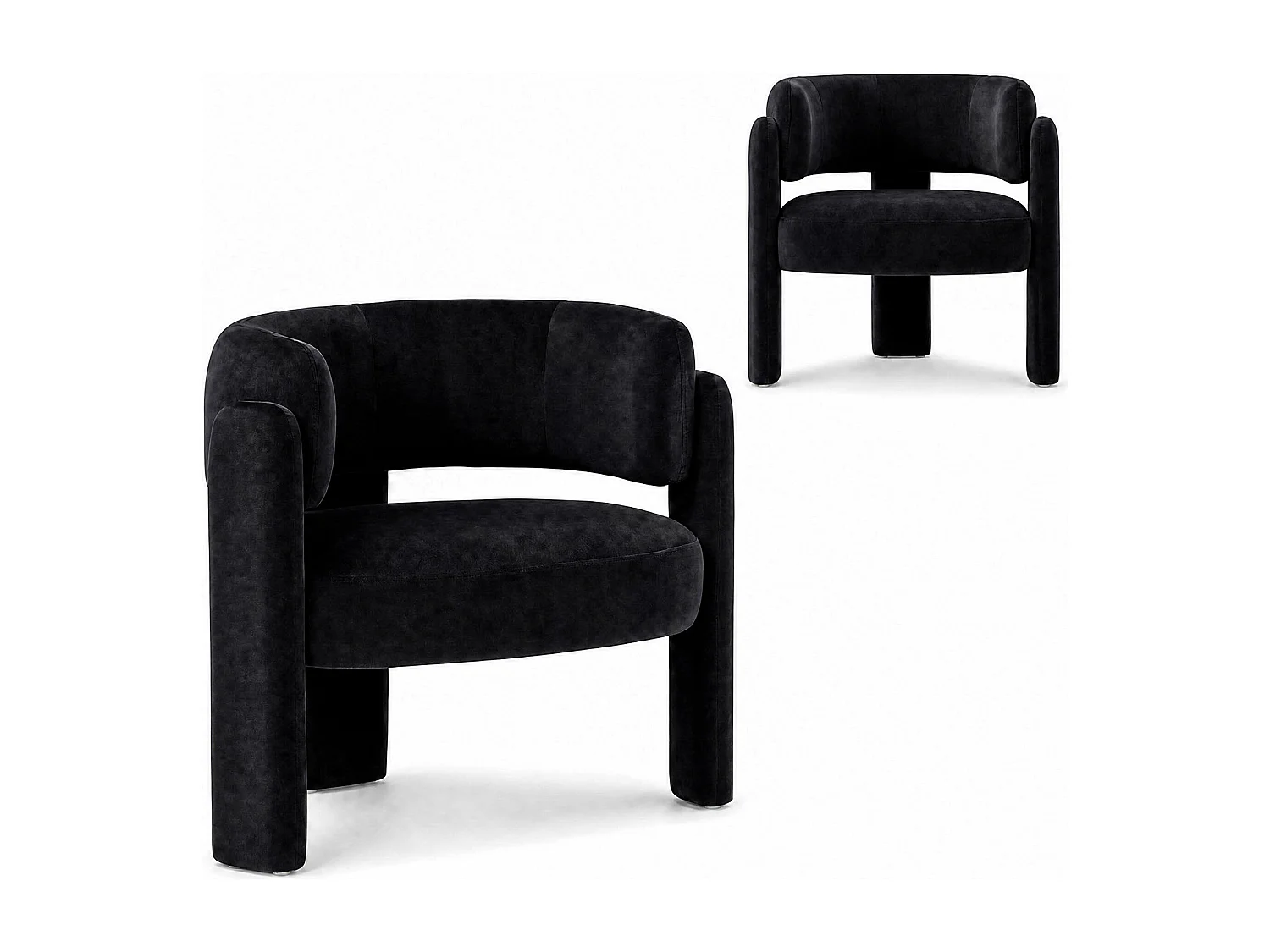 SMARTUE Chaise avec accoudoirs en velours pieds tripodes Noir - à l'unité