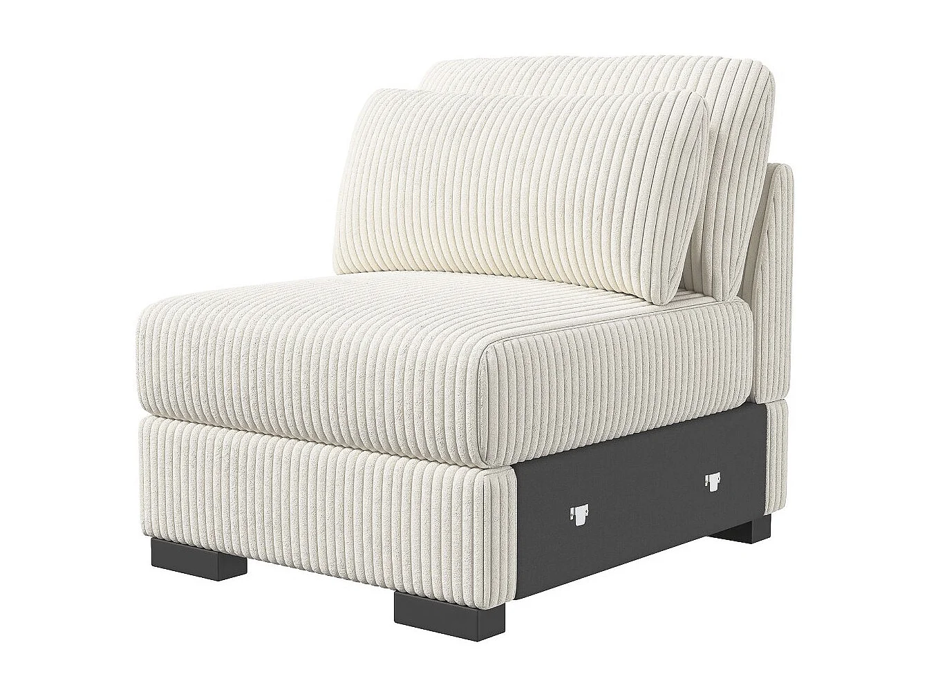 Fauteuil 1 place convertible velours côtelé beige, module canapé modulable, assise épaisse, design moderne salon