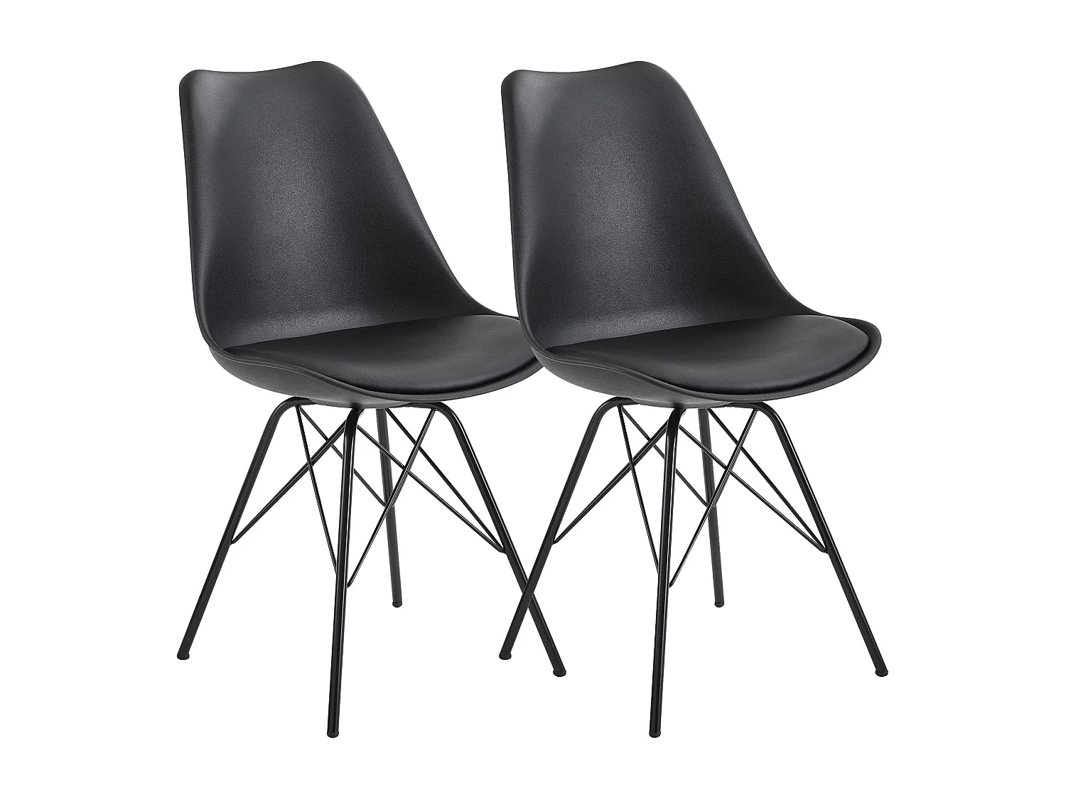 eetkamer  set van 2 zwarte keukenstoelen Scandinavisch