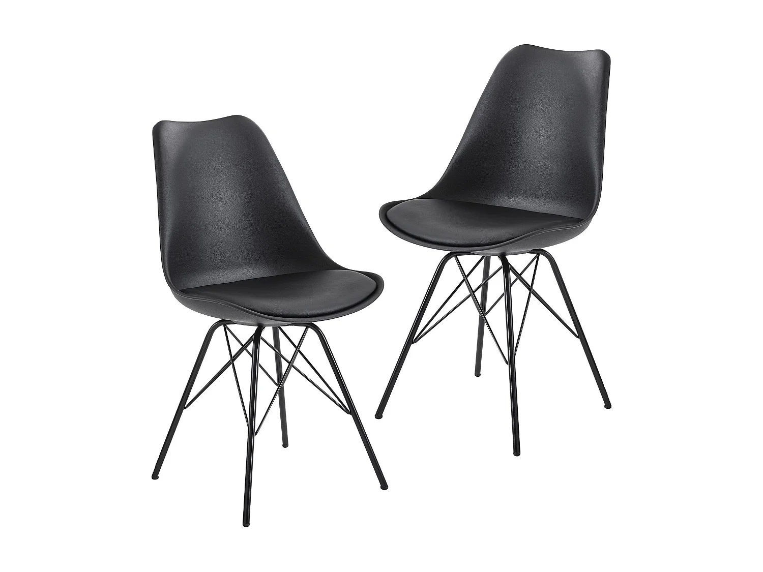 eetkamer  set van 2 zwarte keukenstoelen Scandinavisch