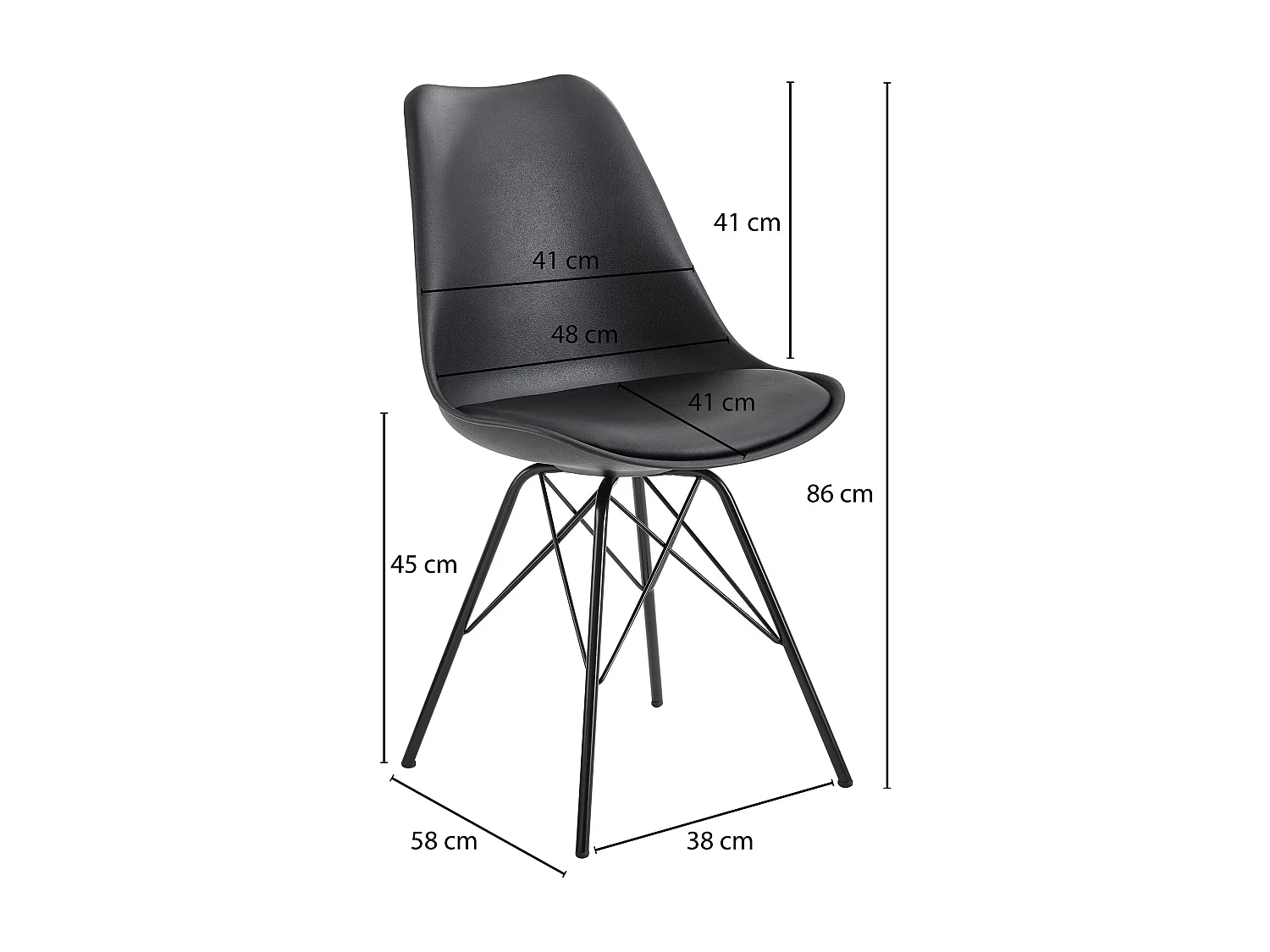 eetkamer  set van 2 zwarte keukenstoelen Scandinavisch