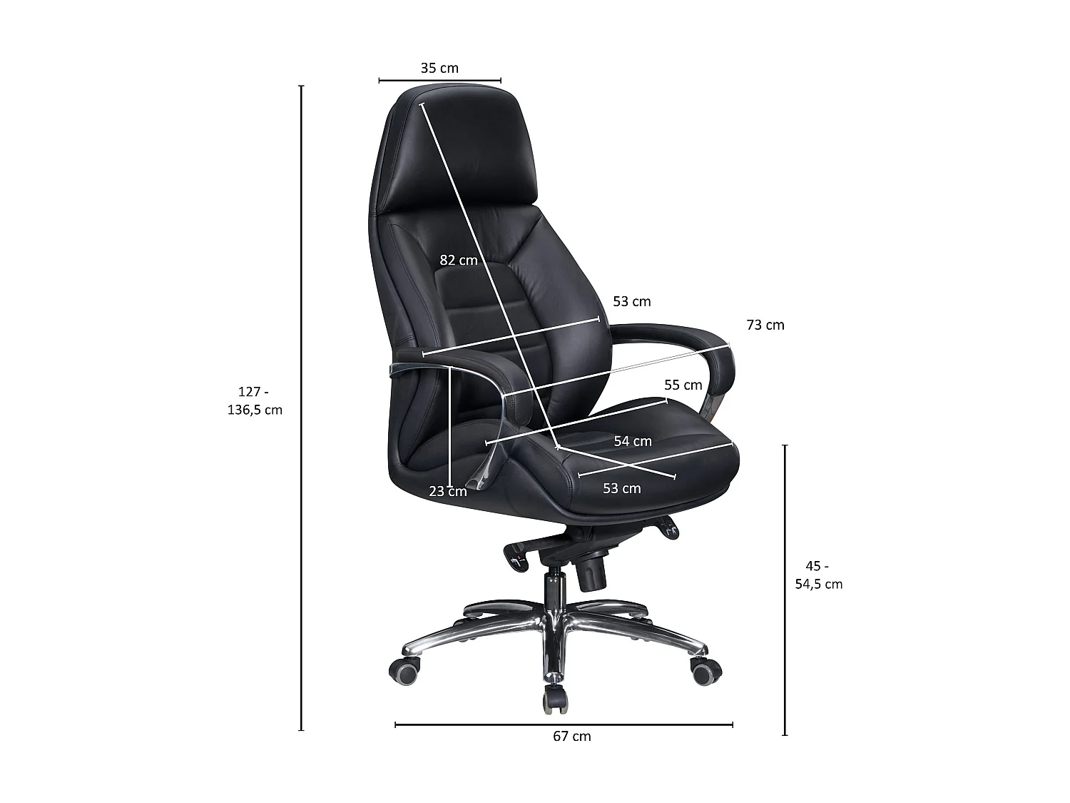 housse de chaise de bureau design en cuir véritable noir