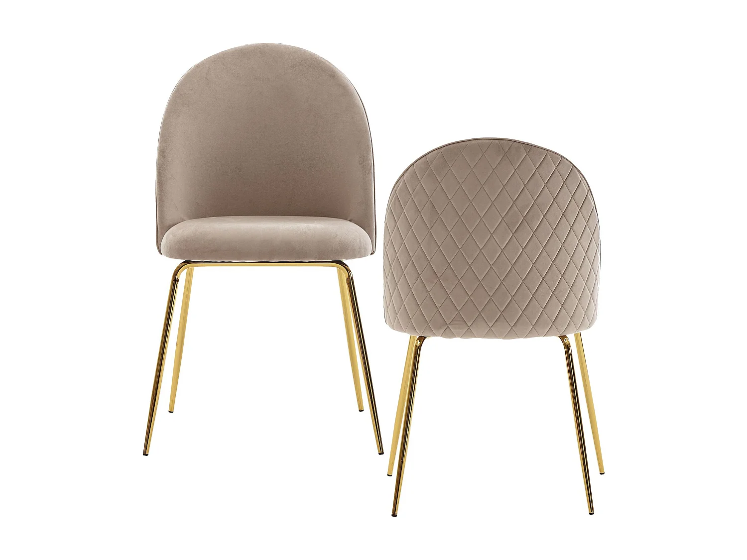 design eetkamerstoel set van 2 velours beige gestoffeerd