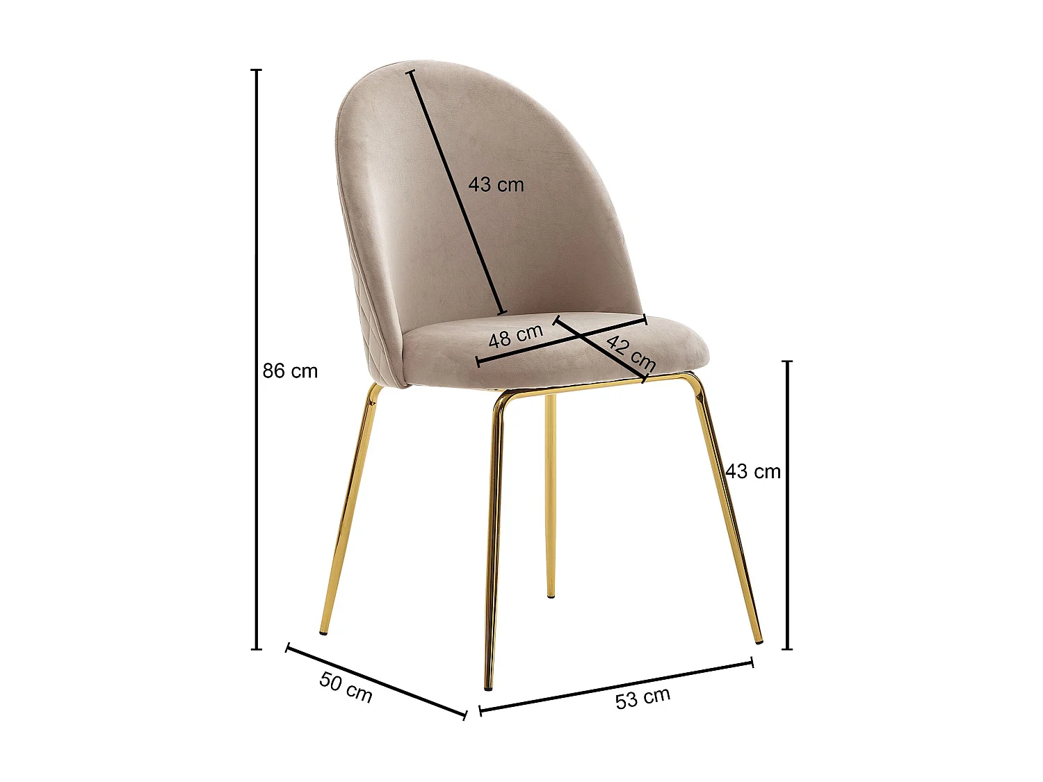 design eetkamerstoel set van 2 velours beige gestoffeerd