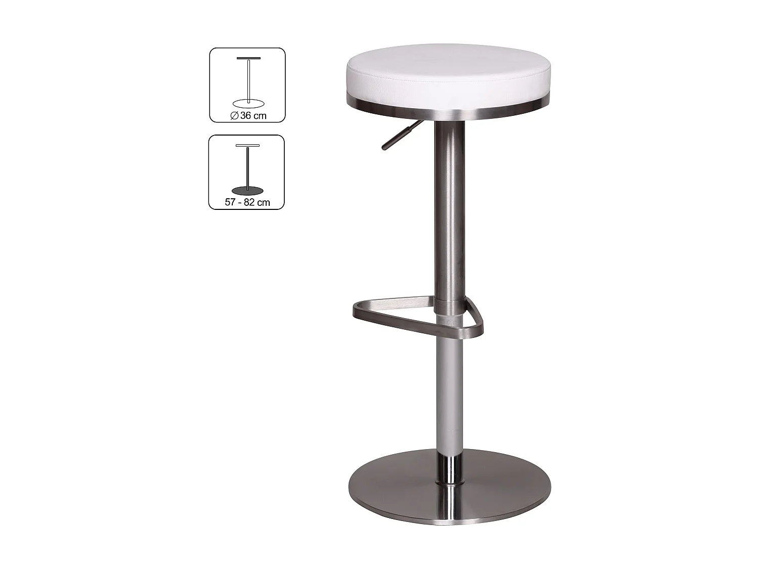 Barhocker WL1.294 Weiß Edelstahl höhenverstellbare