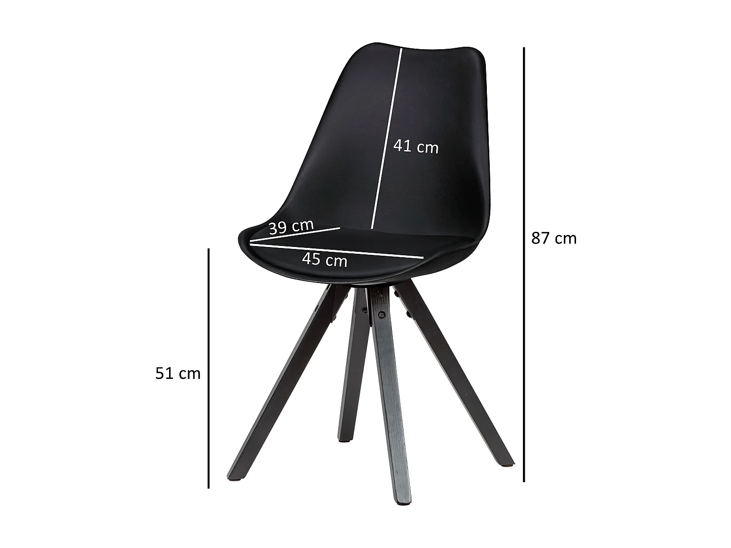 Set van 2 retro eetkamerstoelen zwart met zwarte poten |
