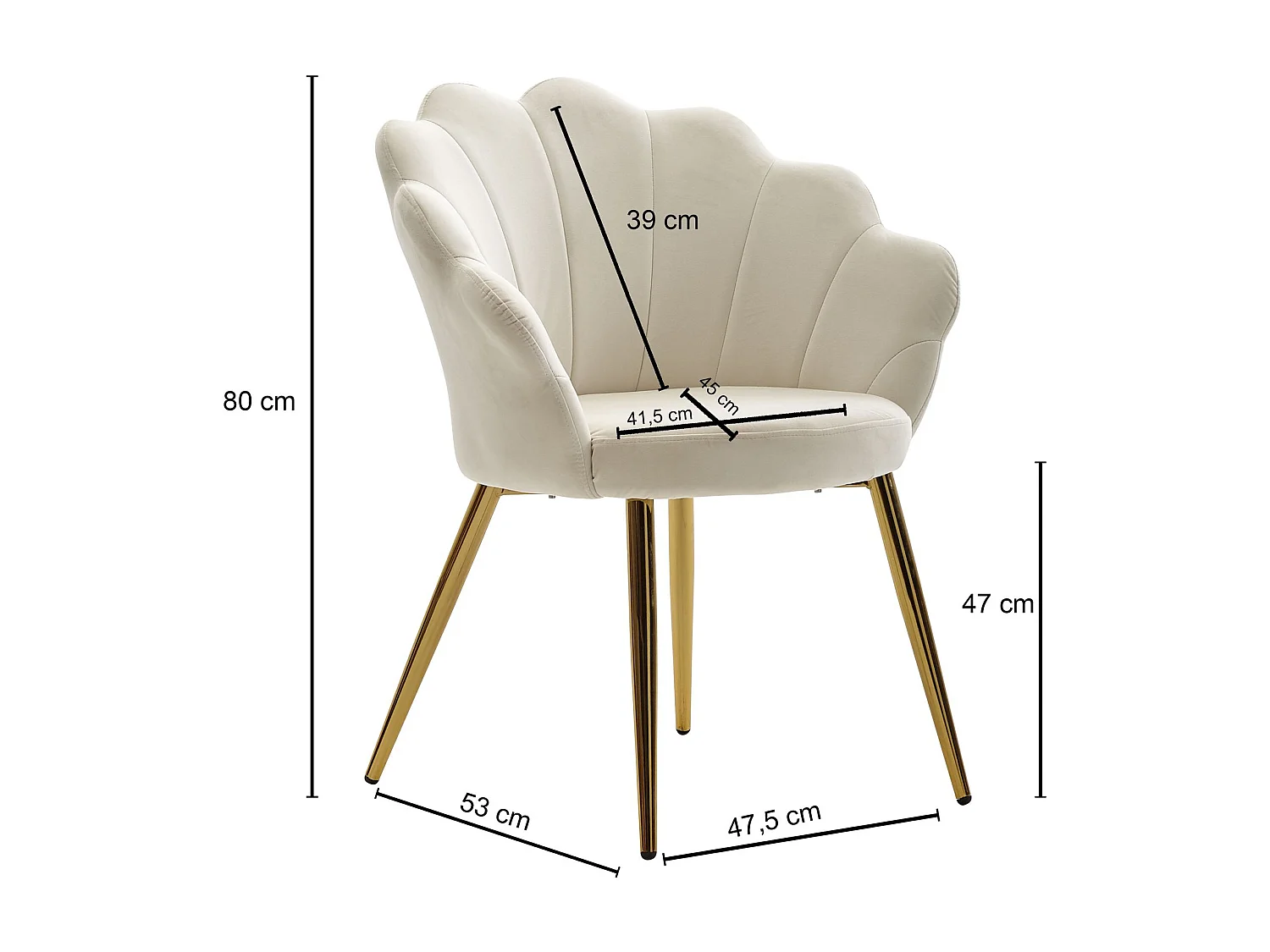 chaise de salle à manger tulipe velours blanc tapissé |