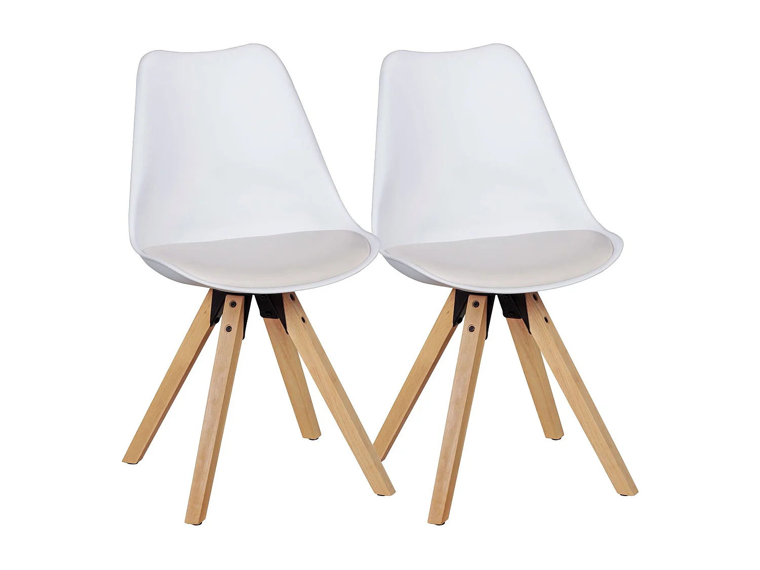 Lot de 2 chaises de salle à manger rétro LIMA blanches,