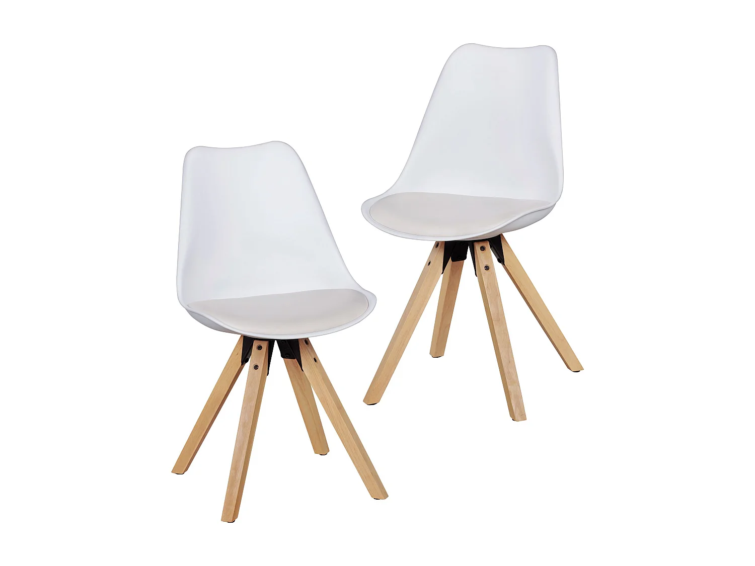 Lot de 2 chaises de salle à manger rétro LIMA blanches,