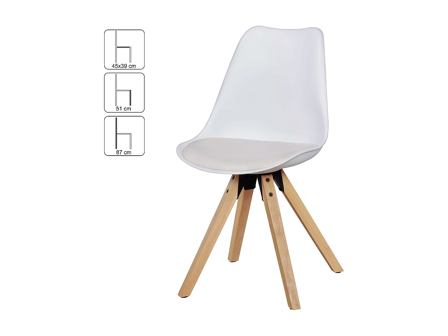 Lot de 2 chaises de salle à manger rétro LIMA blanches,
